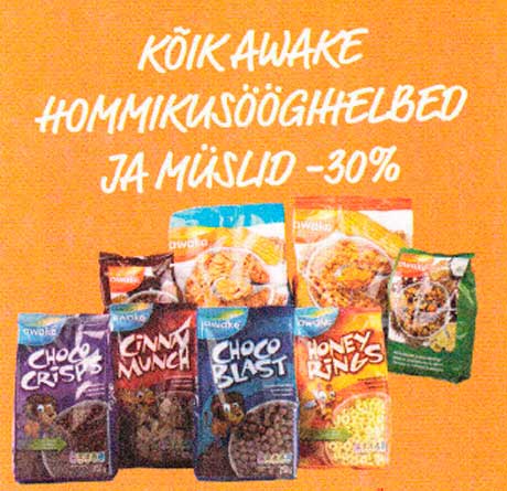 KÕIK AWAKE HOMMIKUSÖÖGHIELBED JA MÜSLID -30%