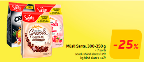 Müsli Sante, 300-350 g  -25%
