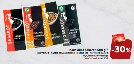 Kaunviljad Sabarot, 500 g**  -30%