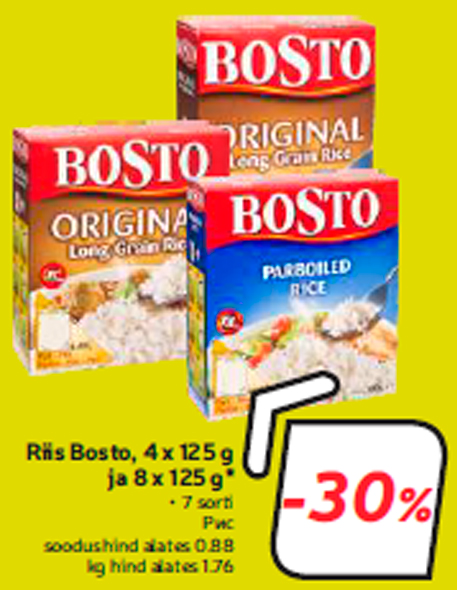 Riis Bosto, 4 x 125 g ja 8 x 125 g*  -30%