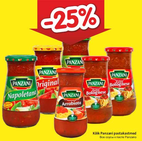 Kõik Panzani pastakastmed -25%