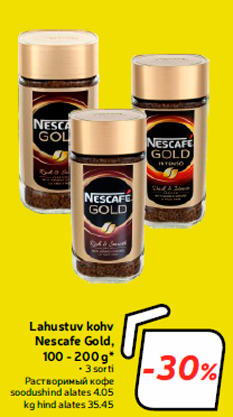 Lahustuv kohv Nescafe Gold, 100 - 200 g*  -30%