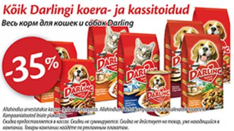 Kõik Darlingi koera- ja kassitoidud -35%