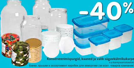 Konserveerimispurgid, kaaned ja valik sügavkülmikukarpe -40%