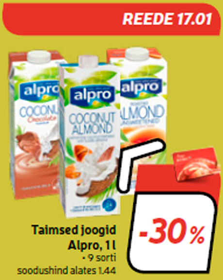 Taimsed joogid Alpro, 1 l  -30%
