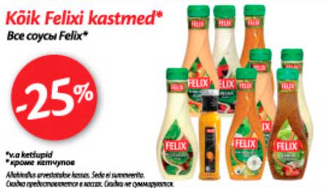 Kõik Felixi kastmed* -25%