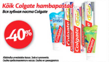 Kõik Colgate hambapastad -40%