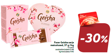 Fazer Geisha sarja maiustused, 37 g-1 kg  -30%
