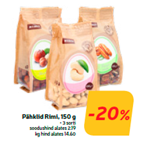 Pähklid Rimi, 150 g  -20%
