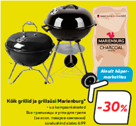 Kõik grillid ja grillsüsi Marienburg*  -30%