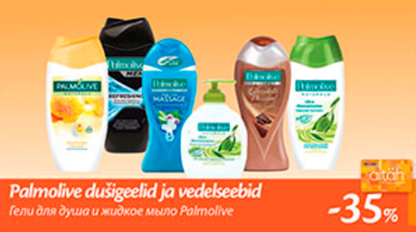 Palmolive dušigeelid ja vedelseebid  -35%