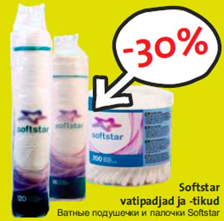 Softstar vatipadjad ja -tikud -30%