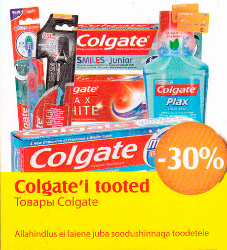 Colgate´i tooted  -30%