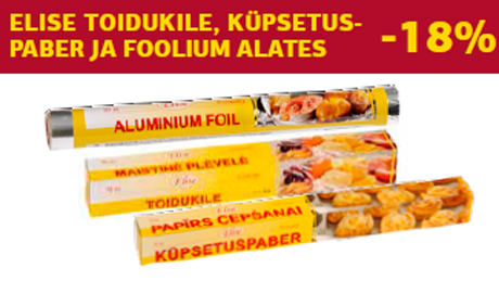 Elise toidukile, küpsetus- paber ja foolium alates  -18%