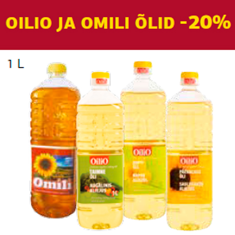 Oilio ja Omili õlid 1 L  -20%
