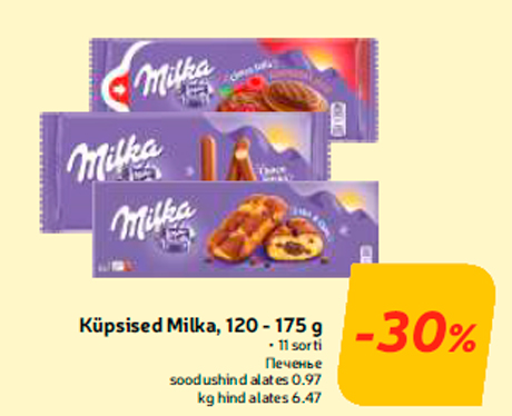 Küpsised Milka, 120 - 175 g  -30%
