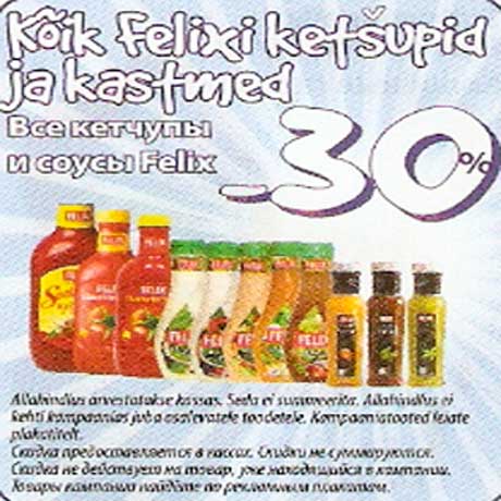 Felixi ketšupid ja kastmed -30%