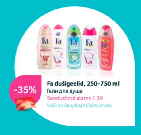 Fa dušigeel, 250-750 ml  -35%