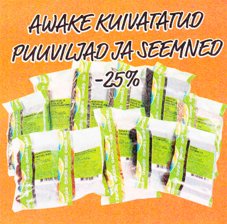 AWAKE KUIVATATUD PUUVILJAD JA SEEMNED  -25%