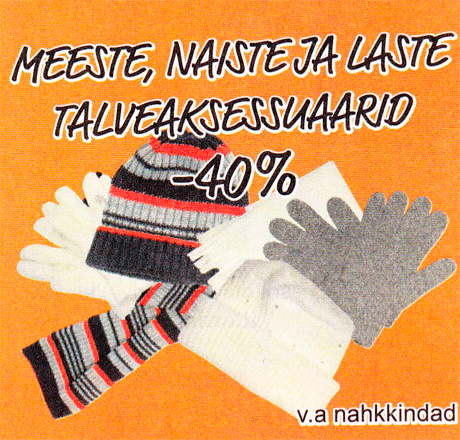 Meeste, naiste ja laste talveaksessuaarid  -40%