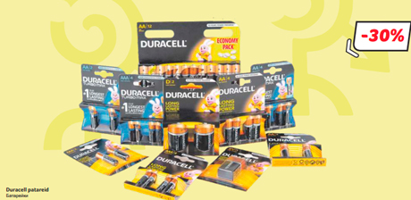 Duracell patareid  -30%