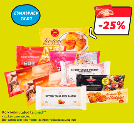 Kõik külmutatud taignad**  -25%