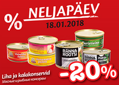 Liha ja kalakonservid  -20%