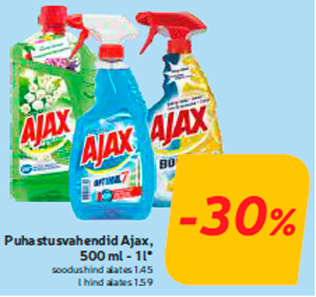 Puhastusvahendid Ajax, 500 ml - 1 l* -30%