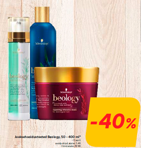 Juuksehooldustooted Beology, 50 - 400 ml*  -40%