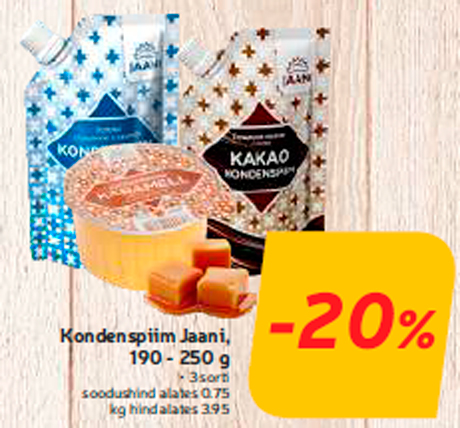 Kondenspiim Jaani, 190 - 250 g  -20%
