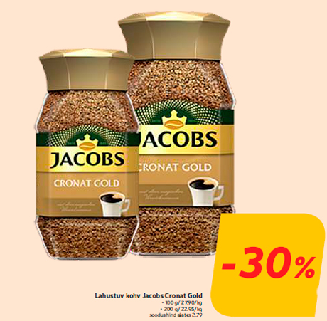 Lahustuv kohv Jacobs Cronat Gold -30%