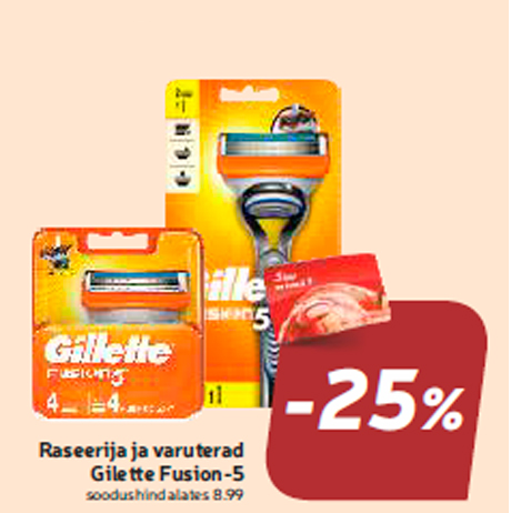 Raseerija ja varuterad Gilette Fusion-5 -25%