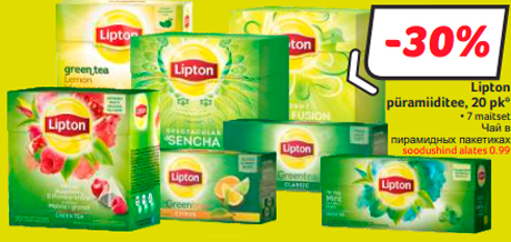 Lipton püramiiditee, 20 pk*  -30%
