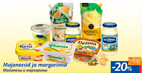 Majoneesid ja margariinid  -20%