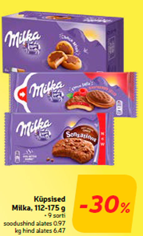 Küpsised Milka, 112-175 g  -30%
