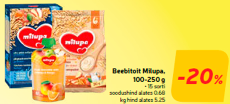 Beebitoit Milupa, 100-250 g  -20%
