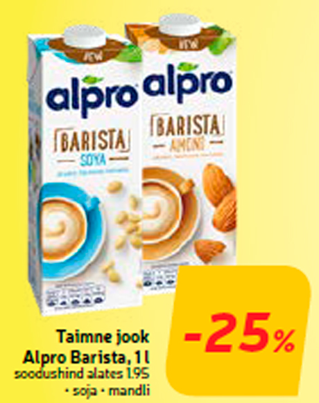 Taimne jook Alpro Barista, 1 l  -25%