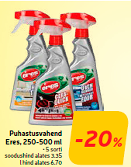 Puhastusvahend Eres, 250-500 ml  -20%
