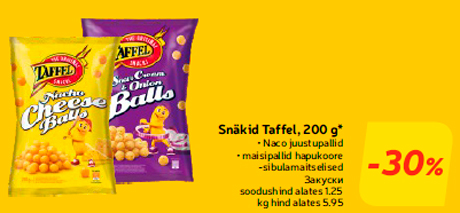 Snäkid Taffel, 200 g*  -30%