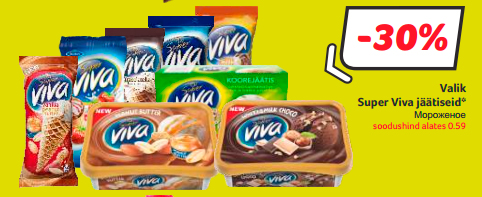 Valik Super Viva jäätiseid*  -30%