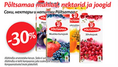 Põltsamaa mahlad, nektarid ja joogid  -30%