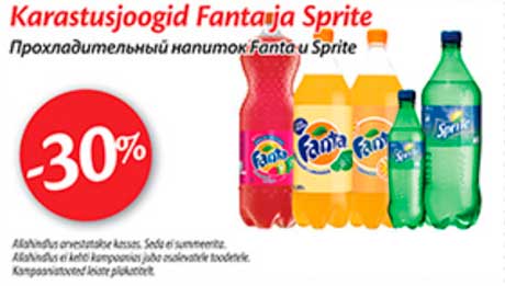 Karastusjoogid Fanta ja Sprite  -30%