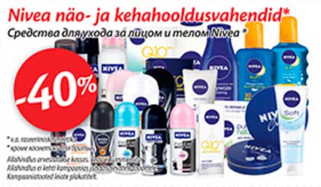 Nivea näo- ja kehahooldusvahendid*  -40%