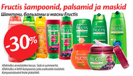 Fructis šampoonid, palsamid ja maskid  -30%