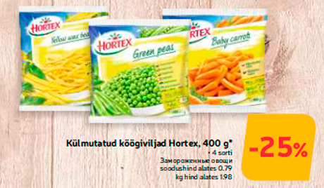 Külmutatud köögiviljad Hortex, 400 g*  -25%