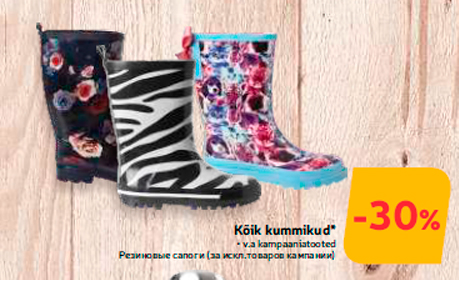 Kõik kummikud*  -30%