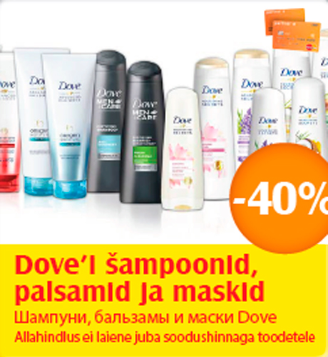 Dove’i šampoonid, palsamid ja maskid  -40%