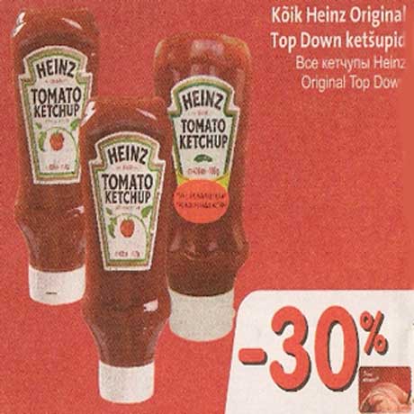 Heinz Original Top Down ketšupid -30%