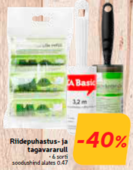 Riidepuhastus- ja tagavararull  -40%
