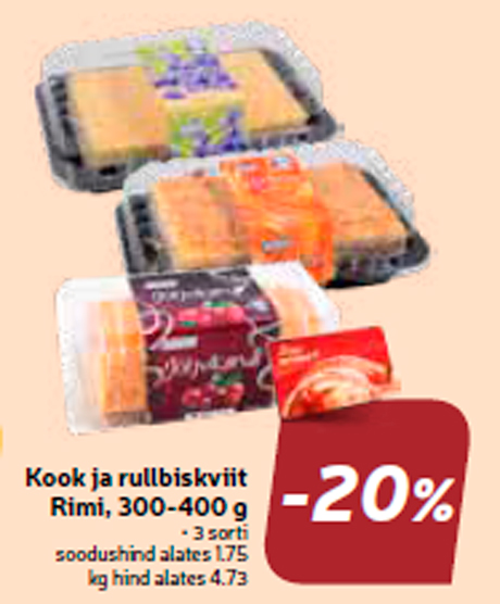 Kook ja rullbiskviit Rimi, 300-400 g  -20%
